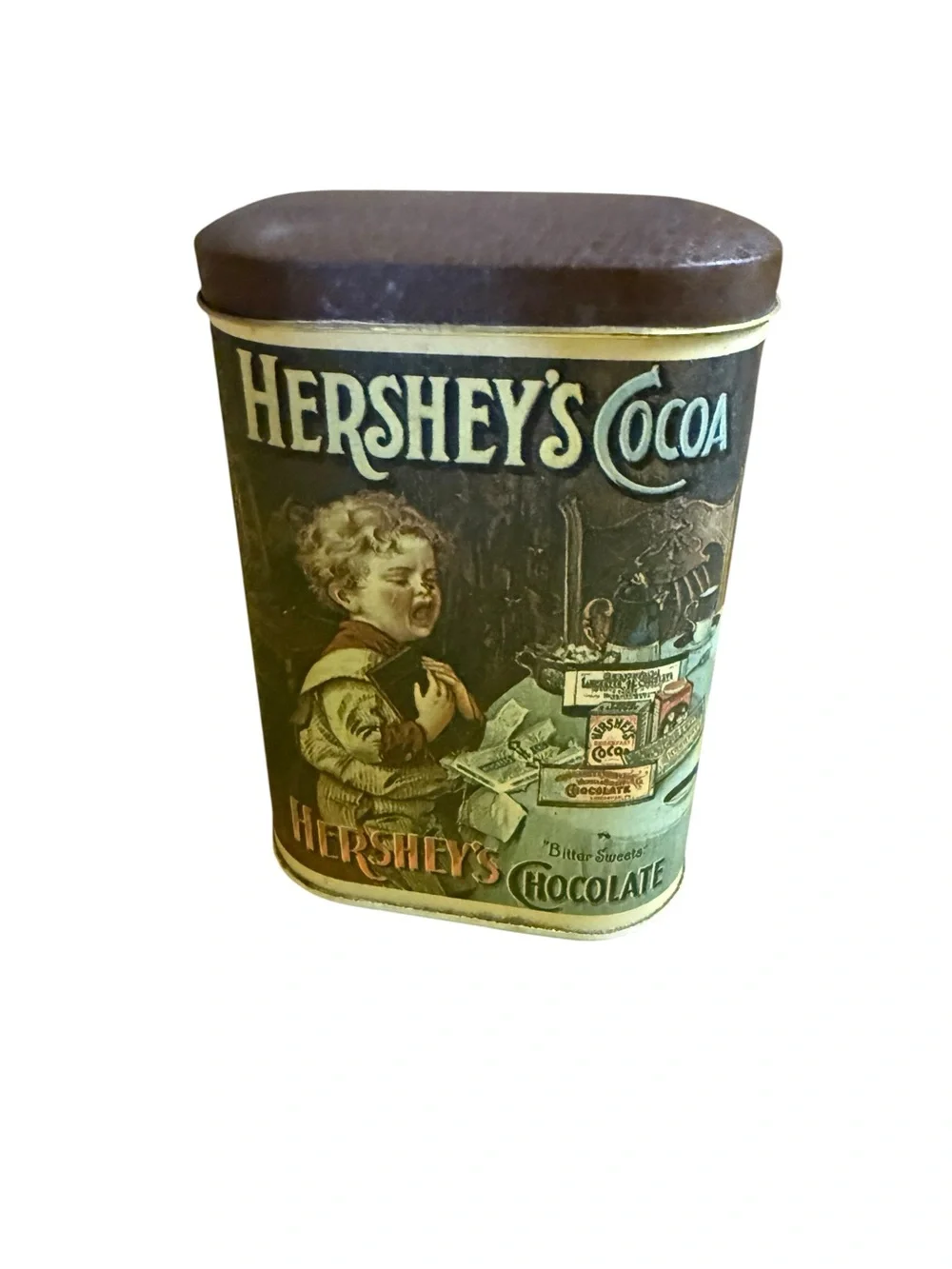 Cocoa Vintage-Style Metal Storage Tin - Brown Cream